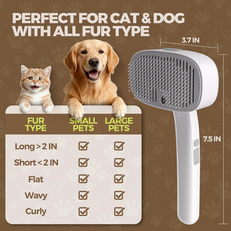 Doffur Cat Steam Brush for Dogs and Cats - Dog Steam Grooming Rechargeable Brush for Shedding Control - Self Cleaning Spay Comb with Mist and 2 Mins Timer for Long & Short Haired Pets - Image 5